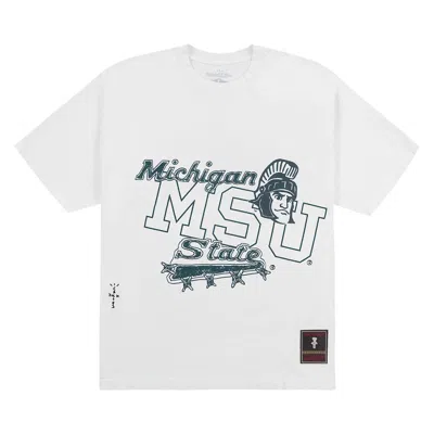 Pre-owned Cactus Jack By Travis Scott X Mitchell & Ness Michigan State University Handdrawn Tee 'white'