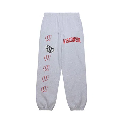 Pre-owned Cactus Jack By Travis Scott X Mitchell & Ness University Of Wisconsin Sweatpants 'grey Heather' In Gray