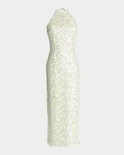 Dress The Population Black Label Dani Low-back Sequin Halter Midi Dress