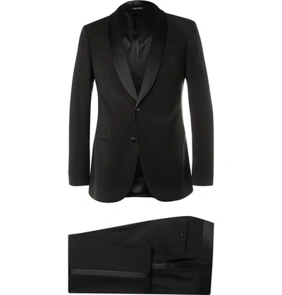 Giorgio Armani Black Slim-fit Silk-trimmed Virgin Wool Tuxedo