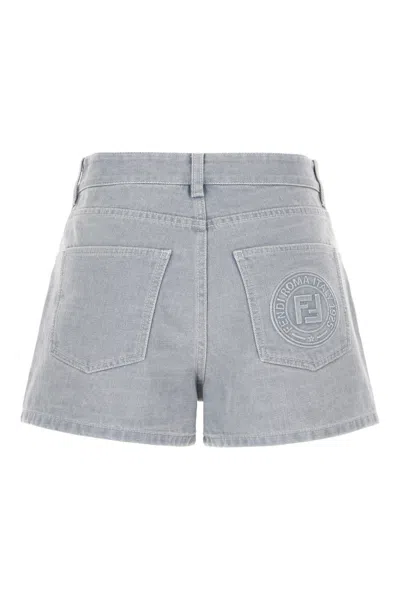 Fendi Denim Shorts In Gray
