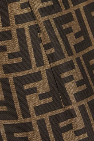 Fendi Women Embroidered Silk Skirt In Brown