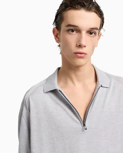 Emporio Armani Wool Blend Polo Shirt In Gray