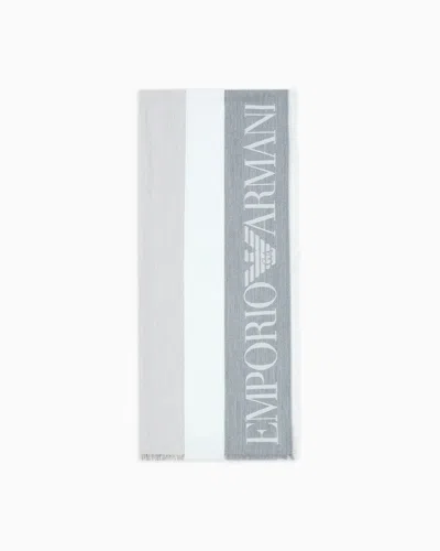 Emporio Armani Stole With Stripes And Fringed Edges In Multi