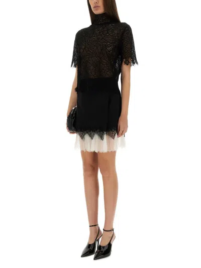 Alexander Mcqueen Mcqueen Cobweb Lace Wool Gabardine Miniskirt