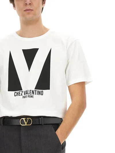 Valentino Mens Avorio Logo-print Crew-neck Cotton-jersey T-shirt