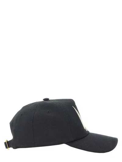 Valentino Garavani Black Baseball Cap With Butter Logo In Adjustable Cotton Women