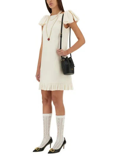 Valentino Ruffled Wool And Silk-blend Crepe Mini Dress