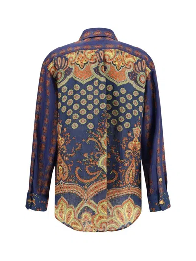 Valentino Garavani Women Paisley Linen Shirt With Medaglioni Voyage Imaginaire Pattern