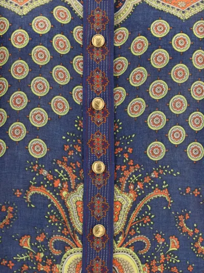 Valentino Garavani Women Paisley Linen Shirt With Medaglioni Voyage Imaginaire Pattern