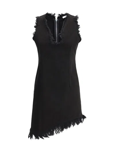 Ferragamo Raw-edge Sleeveless Denim Mini Curve Dress