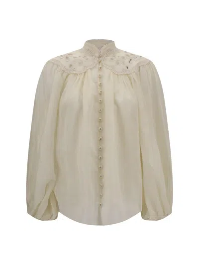 Zimmermann Womens Ivory Lucky Embroidered Cotton Blouse
