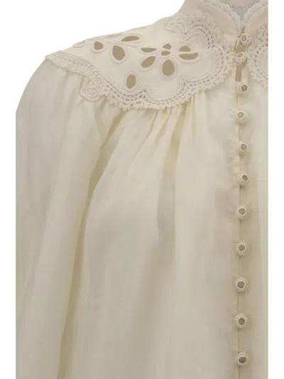 Zimmermann Womens Ivory Lucky Embroidered Cotton Blouse