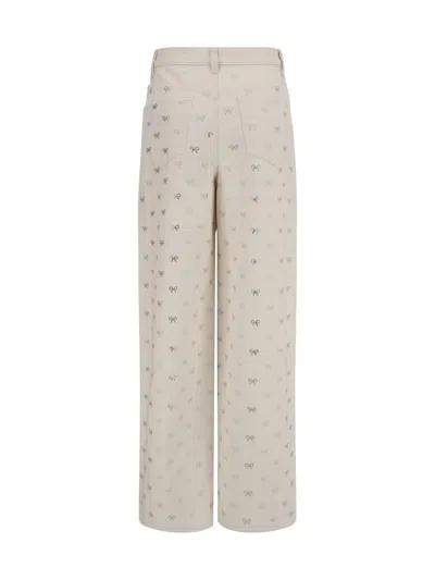 Self-portrait Self Portrait Women Cream Denim Diamante Bow Jeans