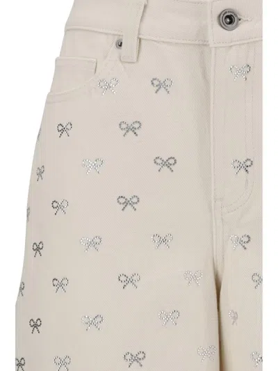 Self-portrait Self Portrait Women Cream Denim Diamante Bow Jeans