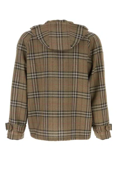 Burberry Half-zip Jacket With Check Pattern In Silk Blend Men