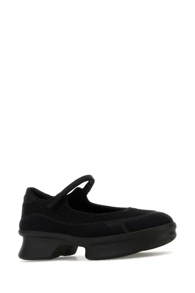 Prada Mesh Upper Round Toe Rubber Sole Ballerinas In Black