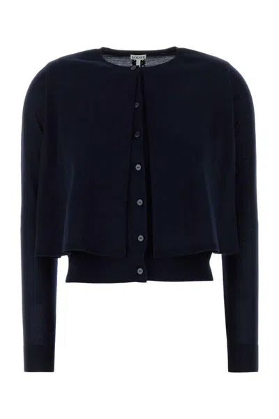 Loewe Midnight Wool Cropped Layered Cardigan