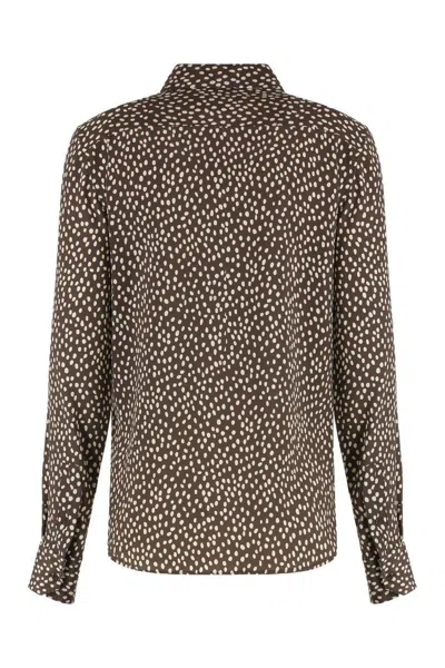 Nili Lotan Silk Shirt With Printed All-over Pattern In Brown