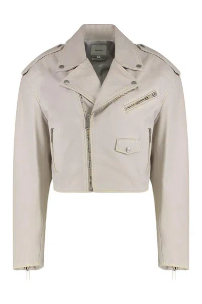 Halfboy Short Leather Jacket With Flap And Zip Pockets