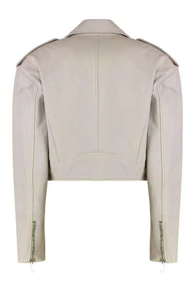 Halfboy Short Leather Jacket With Flap And Zip Pockets