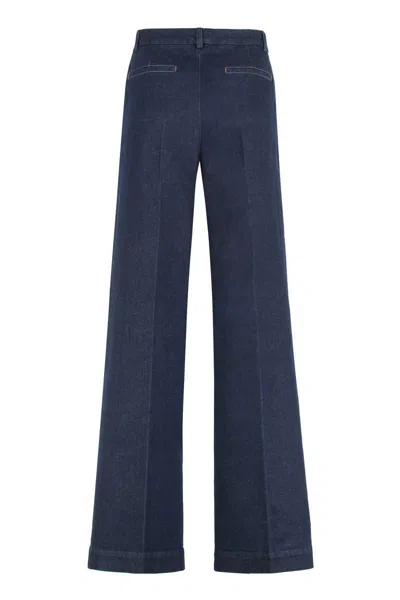 Moncler Trousers Wide-leg Denim Front Back Pockets