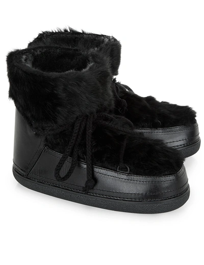 Inuikii Black Rabbit Fur Winter Boots