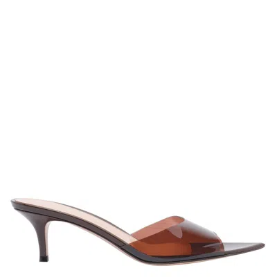 Gianvito Rossi Womens Brown Elle Leather And Pvc Heeled Mules