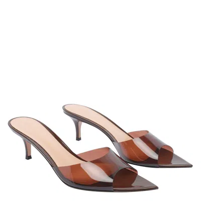 Gianvito Rossi Womens Brown Elle Leather And Pvc Heeled Mules
