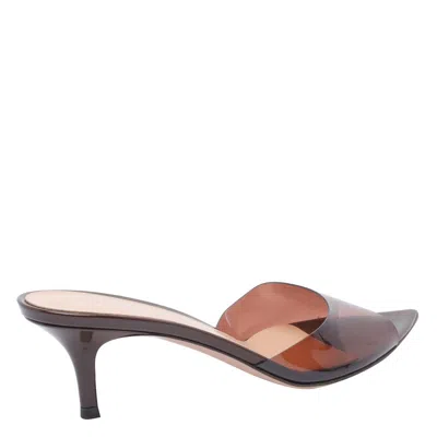 Gianvito Rossi Womens Brown Elle Leather And Pvc Heeled Mules