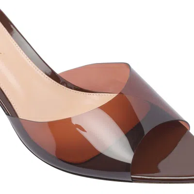 Gianvito Rossi Womens Brown Elle Leather And Pvc Heeled Mules