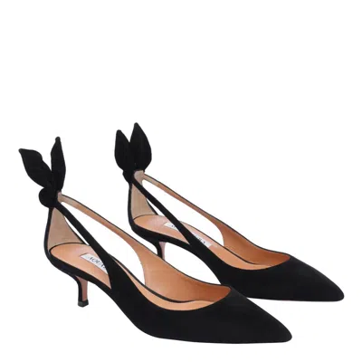 Aquazzura 50 Bow-tie Suede Pumps