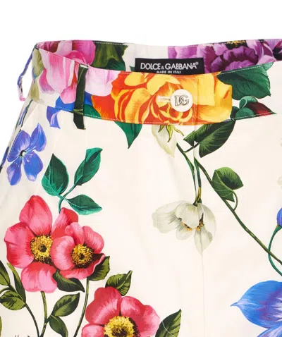 Dolce & Gabbana Multicolor Bermuda Shorts With All-over Floral Pattern Print In Cotton Woman