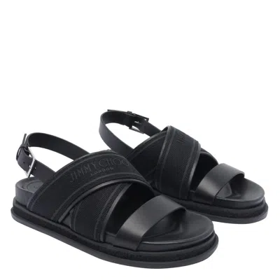 Jimmy Choo Joa Flat Sandals Textured Strap