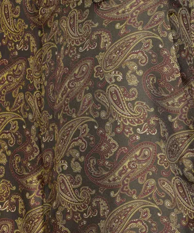Saint Laurent Paisley Print Twill Pants In Green