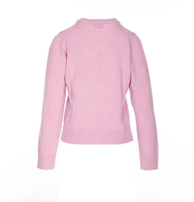 Ganni Womens Chalk Pink Poodle Logo-motif Wool-blend Knit Jumper Xs In Pink