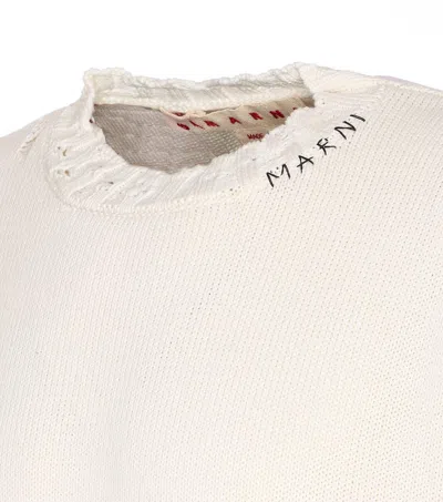 Marni Drawstring Crewneck Distressed Sweater