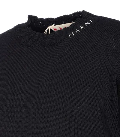Marni Deconstructed Contrast-stitch Relaxed-fit Cotton Knitted Jumper