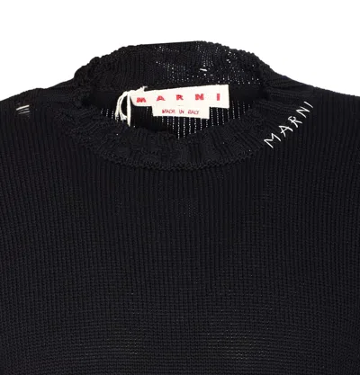 Marni Deconstructed Contrast-stitch Relaxed-fit Cotton Knitted Jumper