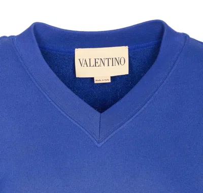 Valentino Blue Sweatshirt With V And Le Chat De La Maison Embroidery