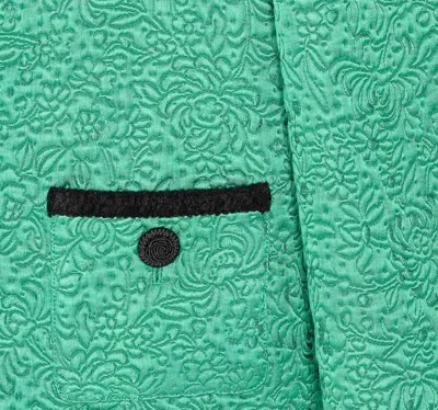 Valentino Womens Pure Green Floral Crop Wool And Silk Jacket