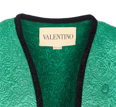 Valentino Womens Pure Green Floral Crop Wool And Silk Jacket