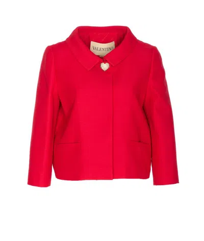 Valentino Womens Paris Heart-button Relaxed-fit Wool And Silk Jacket