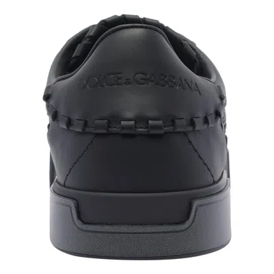 Dolce & Gabbana Round Toe Leather Low Top Sneakers