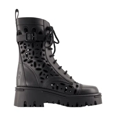 Valentino Cutout Leather Combat Boot