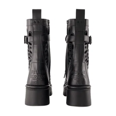 Valentino Cutout Leather Combat Boot