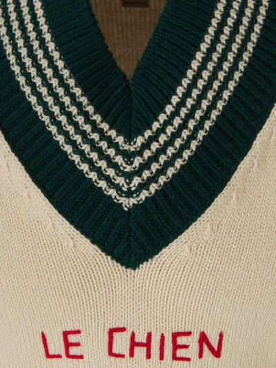 Valentino Butter-coloured Sweater With Le Chien De La Maison Embroidery In Nude