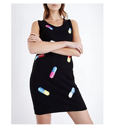Shop Moschino Capsule-print Wool Dress In Black