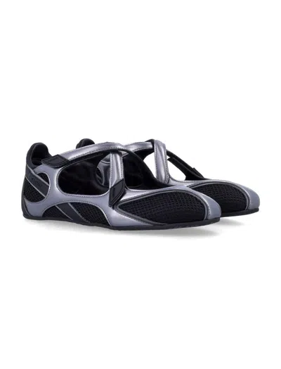 Attico Floor 01 Mesh And Leather Ballerinas Flat
