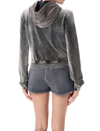 Shop Alexander Wang T T By Alexander Wang Velour Zip-up Hoodie